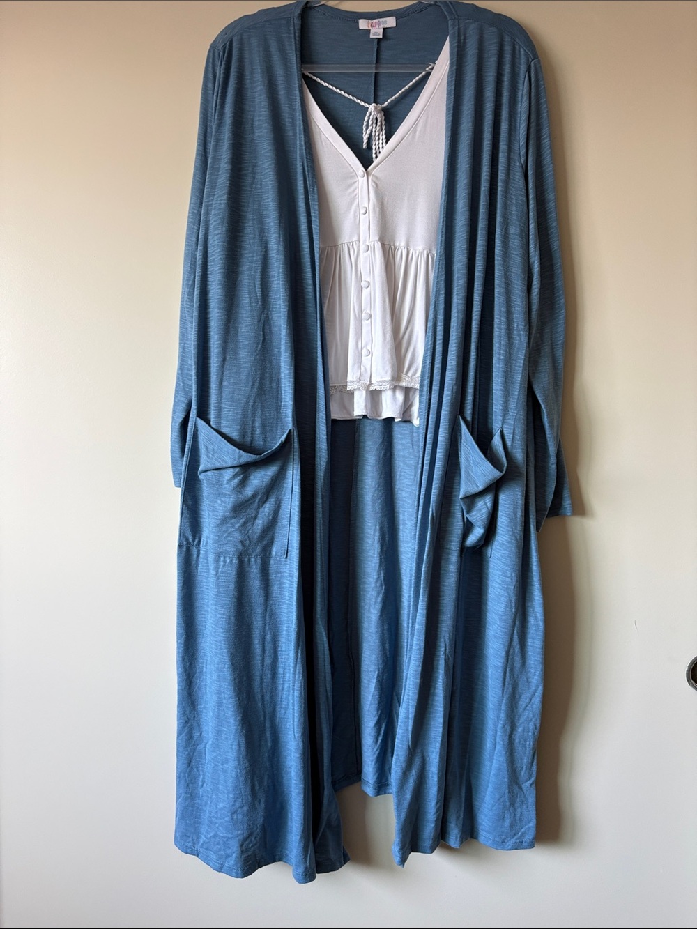 LuLaRoe Women's Lightweight Blue Duster Cardigan with Pockets